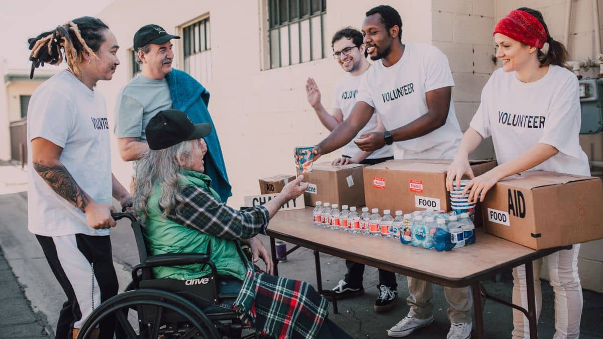 Volunteers helping at a charity, the kind of nonprofit that uses a .org domain