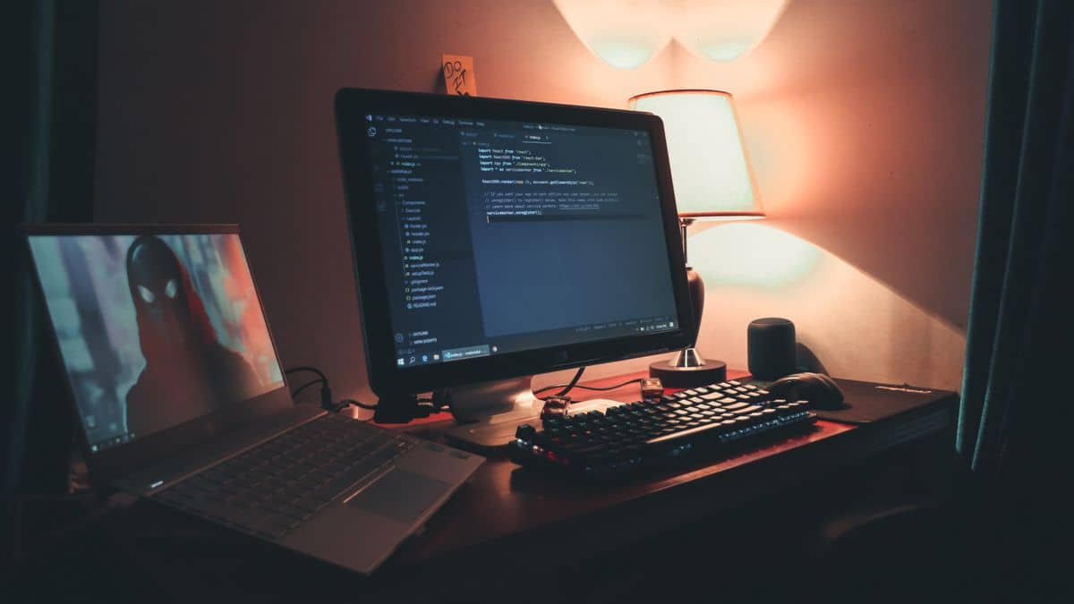 A computer screen full of code, representing .io, .ai and .tech startup domains